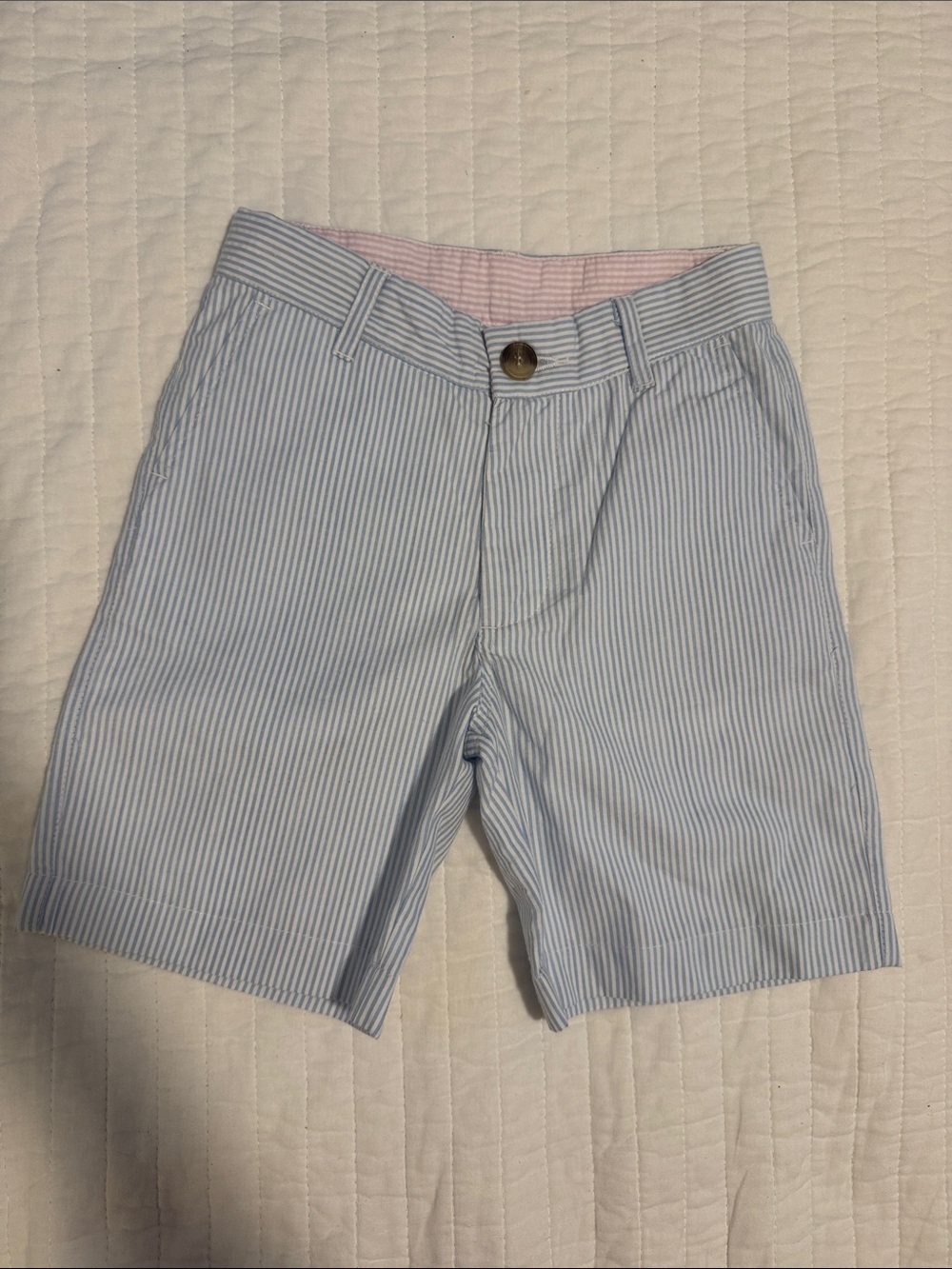 NWT TBBC Light Blue Seersucker Boys Shorts Size 7